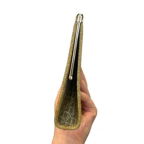 Dior Vintage Monograph Gold Clutch with Coin Purse Designer Logo - Picture 4 of 14